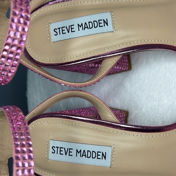 Pink Rhinestone Steve Madden Chunky Heels - Picture 3 of 8